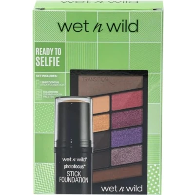 Imagen de Wet n Wild Ready to Selfie Set, Set de Maquillaje con Base en Barra Photo Focus Tono Soft Beige y Paleta Sombras Color Icon 10 Tonos, Larga Duración Hidratación Intensa