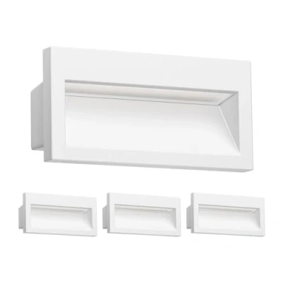 Imagen de ledscom.de 4 LED aplique empotrable NOLA, downlight para exteriores, IP54 mate, 140 x 70mm, blanco cálido