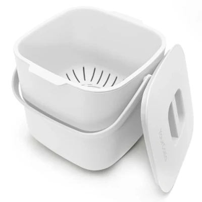 Imagen de Yourcasa cubo de basura orgánica para cocina, 4 l, compostaje el día a día, recipiente residuos orgánicos, lavavajillas, prueba olores, colador extraíble,
