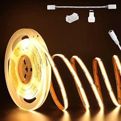 Imagen de PAUTIX tira de luce LED COB 24V,blanco cálido 2700K 10m 504LEDs/M Cinta luz LED,superbrillante para dormitorio,cocina con Conector mazorca 8mm (fuente alimentación no incluida)