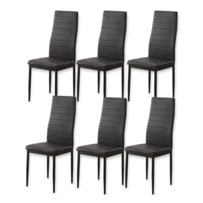 Imagen de Pack de 6 Sillas Comedor y Salón Modernas Cómodas Tapizadas en Color Negro Modelo Serenity