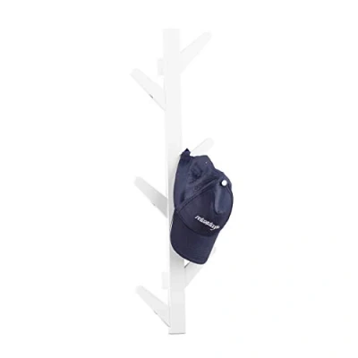 Imagen de relaxdays 10022766_49, bambú, Perchero de Pared, 6 Ganchos, baño y Entrada, Altura x Anchura Profundidad: 78 26 7 cm, Blanco, Colgador Ropa, Toallero Árbol, Recibidor, 22 cm