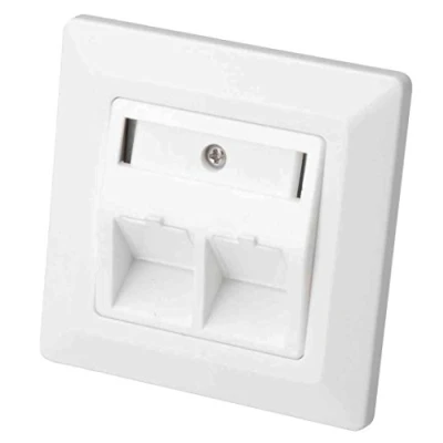 Imagen de Caja de conexiones DIGITUS para módulo keystone 2 puertos salida en ángulo 45 con tapa protectora contra el polvo blanco