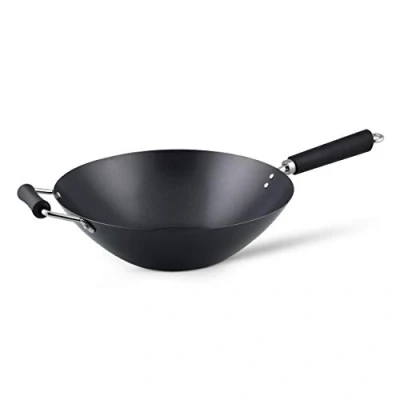 Imagen de Ken Hom Wok Acero Carbono Antiadherente, 35cm, Excellence, Sartén de Inducción/Compatible con Herramientas Metálicas, Apto Para Lavavajillas, 5 Años Garantía, KH435001