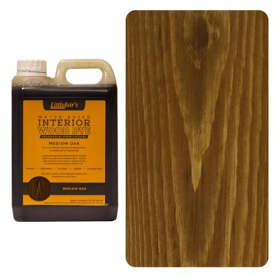 Imagen de Littlefair&#039;s Tinte para Madera 2.5ltr Acabado Premium, Fácil de Usar y Limpiar Basado en Agua, Seguro Ecológico Disponible Muchos Colores Color: Roble Medio