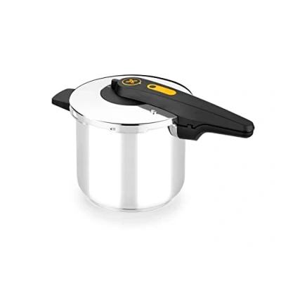 Imagen de BRA Excellent Olla a Presión Rápida de Fácil Aberura 7 Litros, Fabricada en Acero Inoxidable 18/10, Con 2 Programas Cocción y Sistema Bloqueo Apertura, Apta para Todo Tipo Cocinas