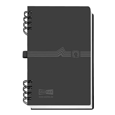 Imagen de VELOFLEX 5106180 Agenda con encuadernación en espiral DIN A6, PP, índice de 12 páginas, anillas para teléfono, negra