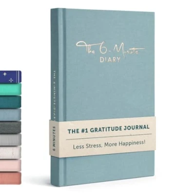 Imagen de The 6 Minute Diary (El Diario de Minutos en inglés) Minutes A Day for More Mindfulness, Happiness and Productivity Simple Effective Gratitude Journal (azul,