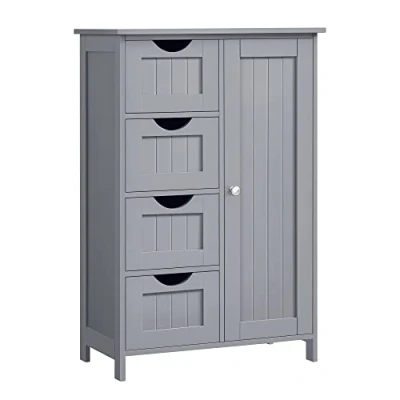Imagen de VASAGLE Armario de baño Estrecho con 4 cajones, Estante Ajustable, 30 x 55 82 cm, Color Gris Paloma LHC041P36