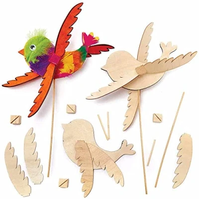 Imagen de Baker Ross FC689 Molino de Madera con Pájaros Juego 3, Manualidades para niños