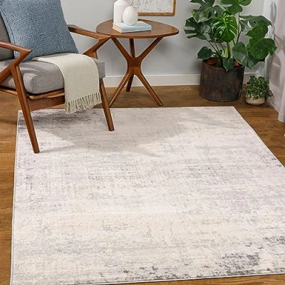 Imagen de Surya Alfombra Abstracta Utrecht Salón Grande, Habitación, Dormitorio Salon Pelo Corto, Suave y Lujosa Facil de Cuidar Grande 160x215cm Marfil, Gris Carbón
