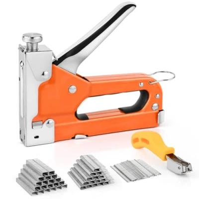 Imagen de Gaethra Set Grapadora 3 en 1 Pistola para Madera con 3000 grapas y extractor de grapas, Tapicero fuerza ajustable ideal trabajos finos, decoración fijación cables