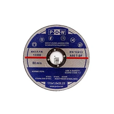 Imagen de Discos de corte 100 unidades, diámetro 115 x 1,0 mm, acero inoxidable, para metal, acero, amoladora angular, disco desbaste