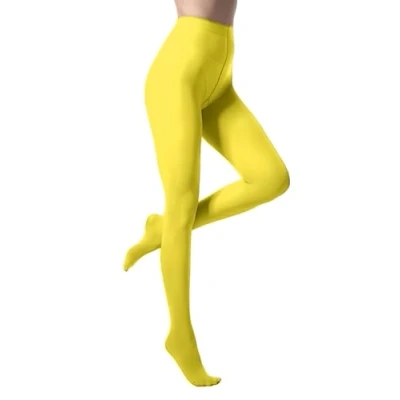 Imagen de Malustar Medias opacas suaves y elásticas para mujer, 40 denier, de colores, elásticas, amarillo, S L