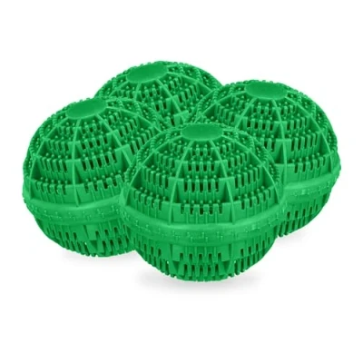 Imagen de Relaxdays Juego Verdes 4 Bolas Lavandería Ecológicas, para Lavadora, hasta 1000 Lavados, sin Detergentes, Piel Sensible, 9 x 10,5 cm