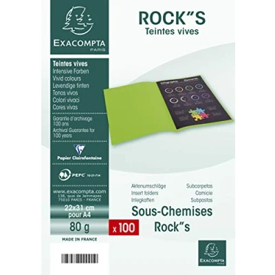 Imagen de Exacompta 800009E Lote de 100 Subcarpetas Rock&quot;S 80, Color Gris
