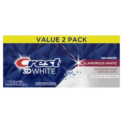 Imagen de Crest 3D White Advanced Glamorous Teeth Whitening Toothpaste, 3,3 oz, Pack de 2