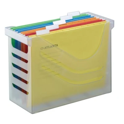 Imagen de Jalema Es 2658026000 Silky Touch Carpeta Clasificadora, Archivador, Caja archivadora de oficina y casa con 5 carpetas colgantes A4, surtidos, color Transparente