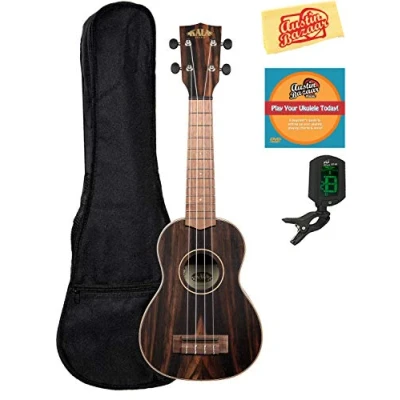 Imagen de Kala KA EBY SRIP Ukelele soprano de ébano con bolsa gigo, afinador, Austin Bazaar (incluye DVD instrucciones y gamuza pulido)