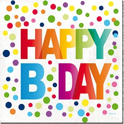 Imagen de Folat Servilletas Feliz cumpleaños con Lunares 33x33 cm 20 Piezas, Multicolor (65112)