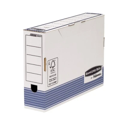 Imagen de Bankers Box 00237 Pack de 10 cajas archivo definitivo automático, folio, lomo 80 mm, blanco y azul