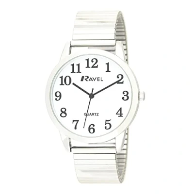 Imagen de Ravel Reloj de Cuarzo para Mujer, Moderno y Minimalista el día a Analógico R0232.01.2 Brazalete Expansor Acero Inoxidable