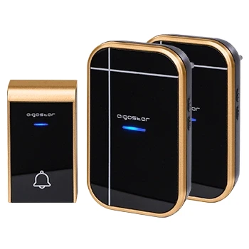 Imagen de Aigostar Timbre inalámbrico con 2 Receptores Enchufe, de Puerta Indicadores LED, Impermeable IP44 para Interior y Exterior, 3 Niveles Volumen 36 Melodías, Negro