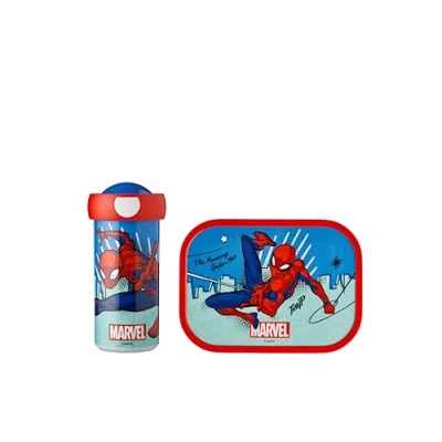 Imagen de Mepal Fiambrera Campus para Niños con Vaso Escolar y &amp; Botella Llevar Apta Lavavajillas sin BPA 300 ml + 750 Spiderman