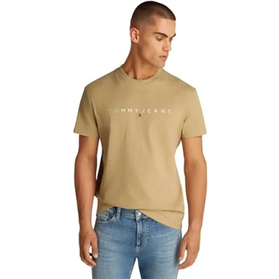 Imagen de Tommy Jeans Linear LOGO TEE Camiseta estampada, Hombre, Talla: 44, Relic tan