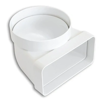 Imagen de La Ventilazione CGV126B Y Curva vertical de ABS tubo redondo a rectangular, 100 mm/120 x 60 mm, Color blanco, ø 100/120x60 mm