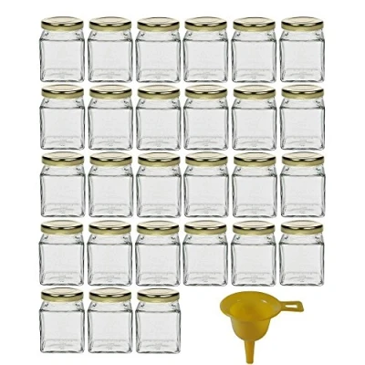 Imagen de mikken Viva Haushaltswaren Tarros de mermelada/tarro especias, vidrio, cubierta dorada, 106 ml