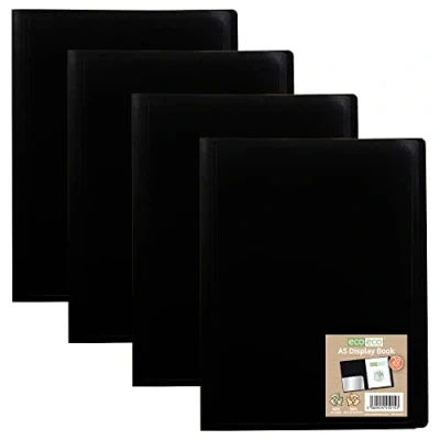 Imagen de eco Eco015x4 Carpeta de documentos (A5, 100% reciclado, 20 bolsillos, tapa flexible, color negro