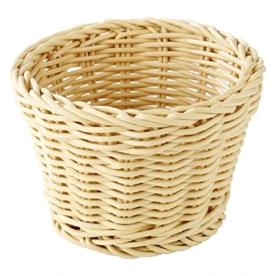 Imagen de cesta APS redonda &quot;Profi Line&quot;, de mimbre beige, polipropileno, contenedor mimbre, pan, alimentos, diámetro Ø 13 cm, altura 10 cm