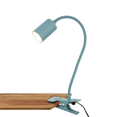 Imagen de Briloner lámpara de escritorio con interruptor cable, color luz blanco cálido, orientable, enchufe, lectura, pinza,lámpara oficina, 40 cm altura, azul