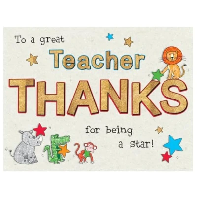 Imagen de Piccadilly Greetings Tarjeta de agradecimiento para maestros, 20,3 x 15,2 cm