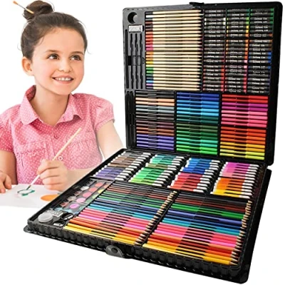 Imagen de ISO TRADE Maltec 8643 maletín para colorear niños 258 TLG con lápices de cera, acuarela, pastel, fieltro, pinceles, goma, bolígrafo en un práctico