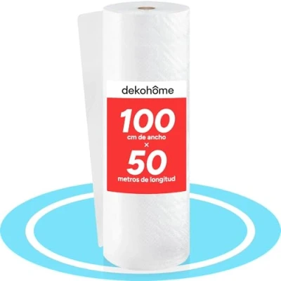 Imagen de Dekohome Rollo Plastico Burbujas Embalaje, 100cm (A) y 50m (L). Papel burbuja perfecto para Protección de Objetos Frágiles, Mudanzas, Embalajes Envíos