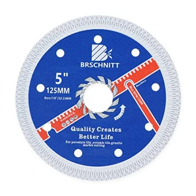 Imagen de Hoja de sierra diamante súper fina con dientes en X, disco corte para amoladora angular 125 mm BRSCHNITT baldosas porcelana, cerámica, mármol, granito