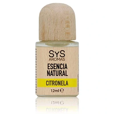 Imagen de Esencia Natural de citronela SYS Aromas 12 ml para Quemador Esencias, ambientadores Hogar, Fragancias Humidificadores no Hidrosolubles, Esencias Velas, Aceite