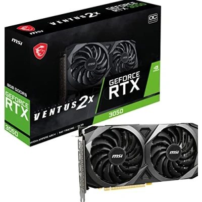 Imagen de MSI GeForce RTX 3050 VENTUS 2X 8G OC Tarjeta gráfica 8GB GDDR6, 128 bit, PCI Express Gen 4, Dual Fan, TORX FAN 3.0, Resolución 7680 x 4320