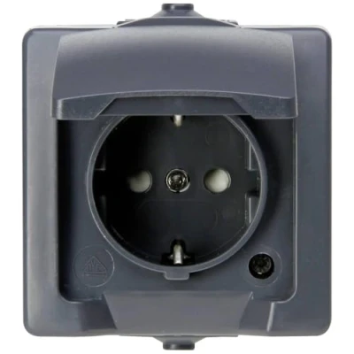 Imagen de Kopp 107815006 Nautic Enchufe con Tapa y protección contra Contacto (250 V, 10 A, IP44), Color Gris, Antracita, 1 fach Steckdose