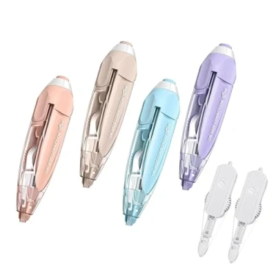 Imagen de FANNAS Cinta Correctora, Juego de 4 Cintas Correctoras con 2 Núcleo Reemplazable, 6m x 5mm Corrector Blanca, Corrección Instantánea, Óptimo para Material Escolar y Oficinista