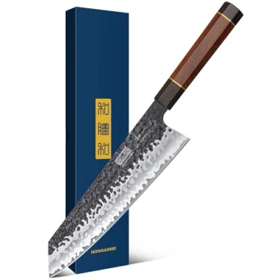 Imagen de HOSHANHO Cuchillo Japones Kiritsuke, 23 cm Cuchillos Kiritsuke Profesional de Acero Alto Carbono 7 Capas, Cocina Extra Afilada con Mango Ergonómico Palisandro