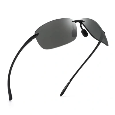 Imagen de JIM HALO Gafas de Sol Deportivas Polarizadas para Hombres y Mujeres TR90 Marco Sin Montura Correr, Pescar, Andar en Bicicleta, Conducir Gris 2