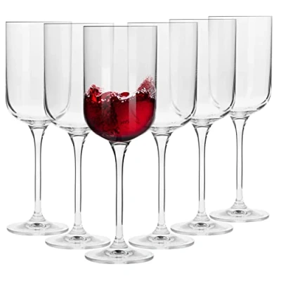 Imagen de Krosno Pequeño Copas de Vino Tinto Conjunto 6 Piezas 350 ML Glamour Collection Perfectos para Uso en Casa, Restaurante y Fiestas Apto Lavavajillas