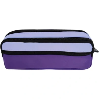 Imagen de Dohe Estuche Escolar 3 Compartimentos Cierre de Cremalleras, Poliéster Resistente y Ecológico, 21x6x9 cm, Material Duo Morado