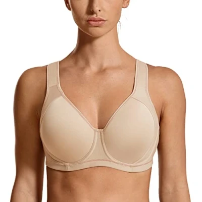 Imagen de SYROKAN Sujetador Deportivo Alto Impacto X Back Tallas Grandes Cómodo para Mujer Beige A262 100E