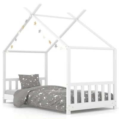 Imagen de vidaXL Madera Maciza de Pino Estructura Cama Infantil Cuna para Niño Rincón Lectura sin Colchón Blanco 70x140 cm