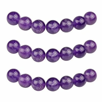 Imagen de MJDCB 10mm 35 piezas Cuentas de Piedra Amatista Redondas Sueltas Piedras Semipreciosas Moradas Naturales para Hacer Joyas Pulseras Collares