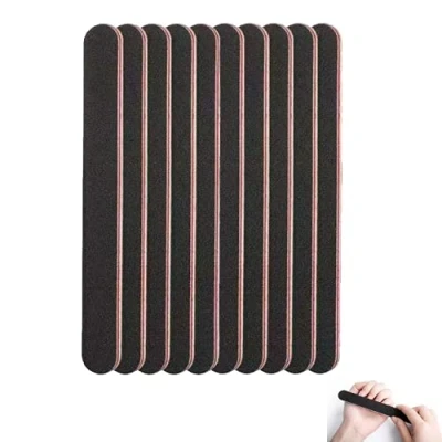 Imagen de 10 Pcs limas de Uñas, 100/180 Doble Cara Profesionales Anicure Negro Pedicure Juego Para Cuidado y Peinado las Uñas
